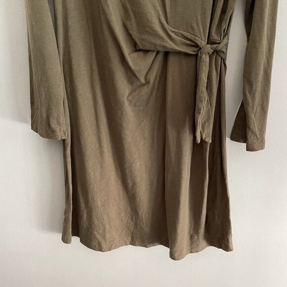 Aerie Women L Olive Green Cotton Casual Long Sleeve Side Tie T-Shirt Dress - Picture 4 of 12